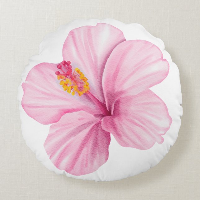 Exotic Pink Flower Round Cushion (Front)