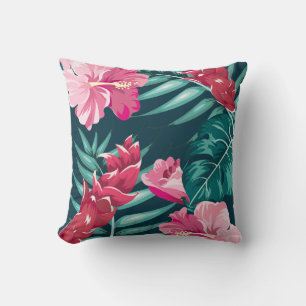 Exotic Pink Flowers Monogram Cushion