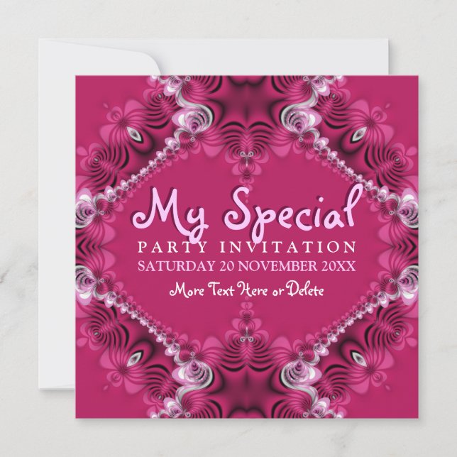 Exotic Pink Girls Special Party Invitations (Front)