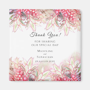 Exotic Pink Pineapples Blush Wedding Thank You Magnet
