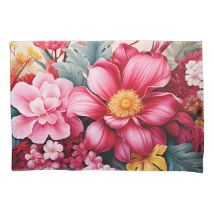 Exotic Pink Tropical Floral Garden Pillowcase