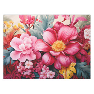 Exotic Pink Tropical Floral Garden Tablecloth