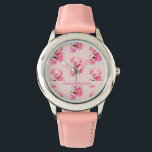 Exotic Pink Watercolor Flamingo Pattern & Name Watch<br><div class="desc">Exotic Pink Watercolor Flamingo Pattern & Name</div>