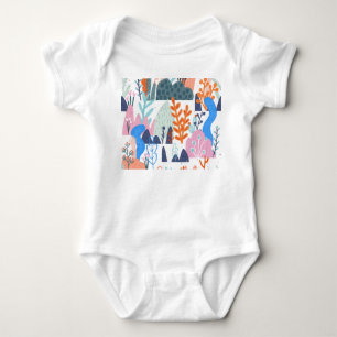 Exotic Plants: Bright Seamless Pattern Baby Bodysuit