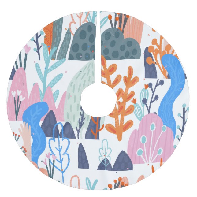 Exotic Plants: Bright Seamless Pattern Brushed Polyester Tree Skirt (Front)