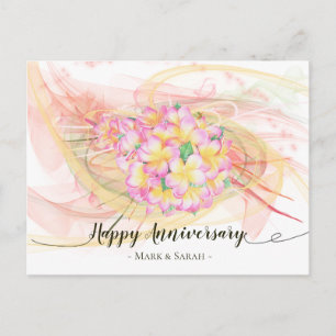 Exotic Plumeria Flower Abstract Art Calligraphy Postcard