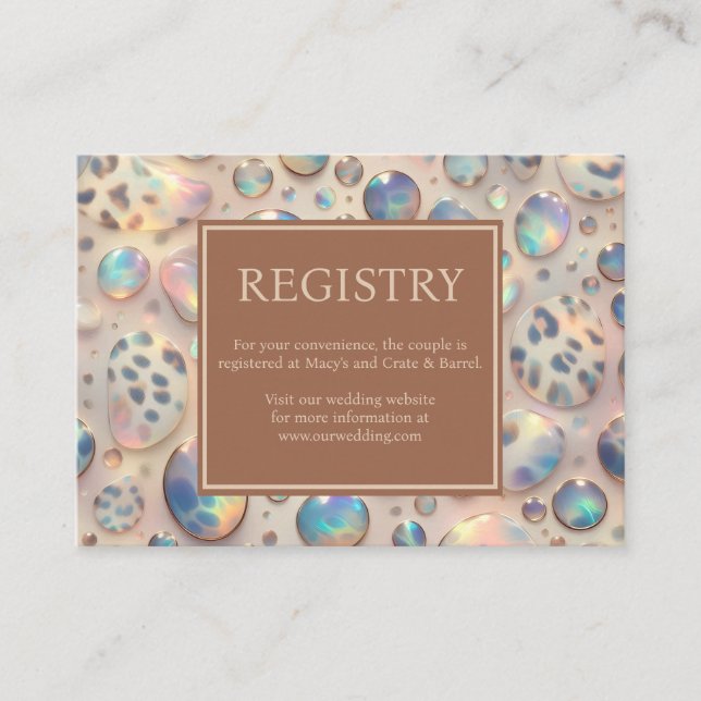 Exotic Posh GIft Registry Details Enclosure Cards (Front)