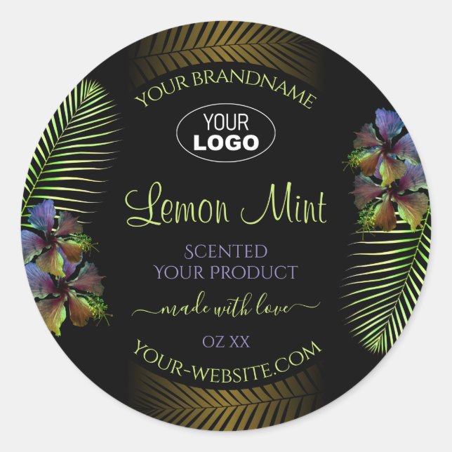 Exotic Product Labels Yellow Purple Flowers Logo (Front)