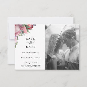 Exotic Protea Floral Photo Save The Date Announcement