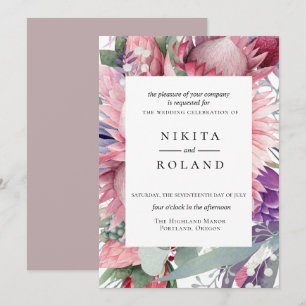 Exotic Protea Floral Wedding Invitation