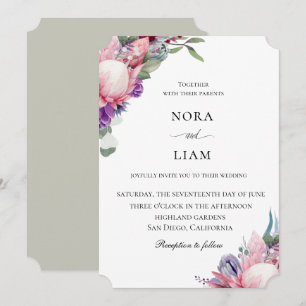 Exotic Protea Floral Wedding Invitation