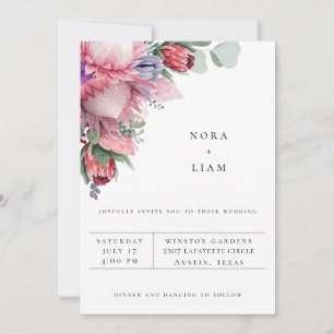 Exotic Protea Floral Wedding Invitation