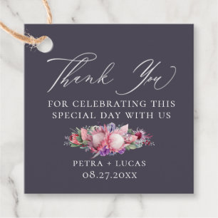 Exotic Protea Floral Wedding Thank You Favour Tags