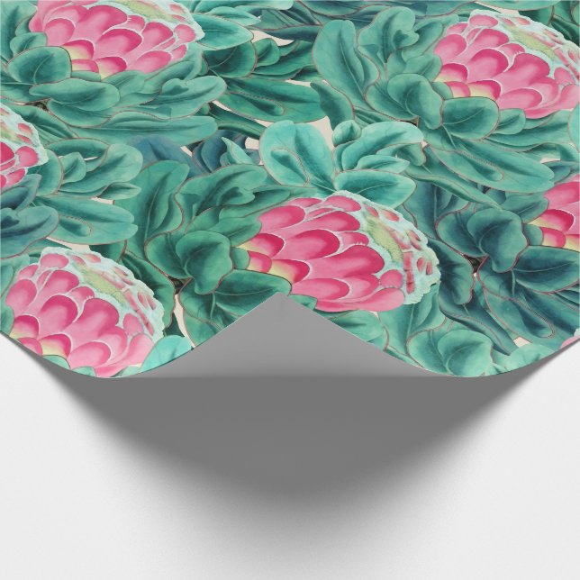 Exotic Protea Flowers Pattern Wrapping Paper (Corner)
