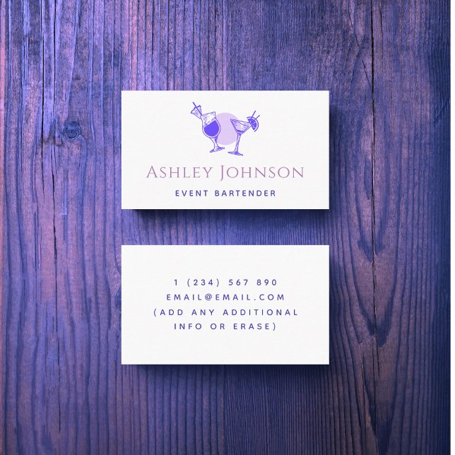 Exotic Purple Cocktails Event Bartender Chic Girly Business Card (Creator Uploaded)
