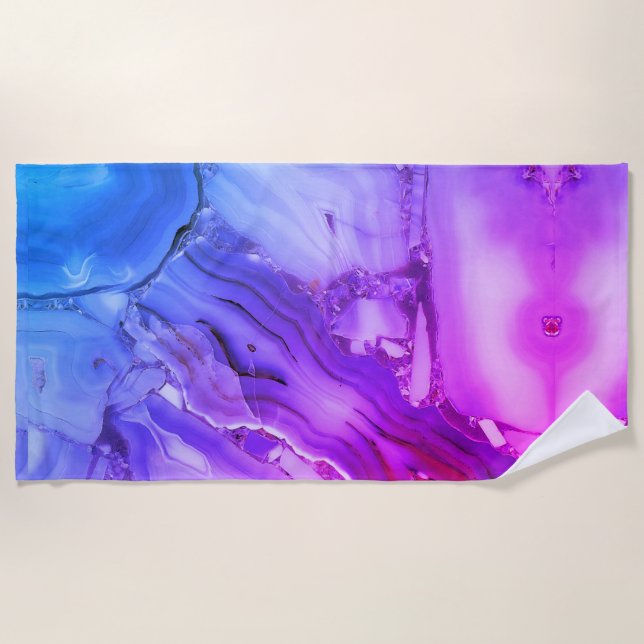 Exotic Purple Marble  Beach Towel (Front)