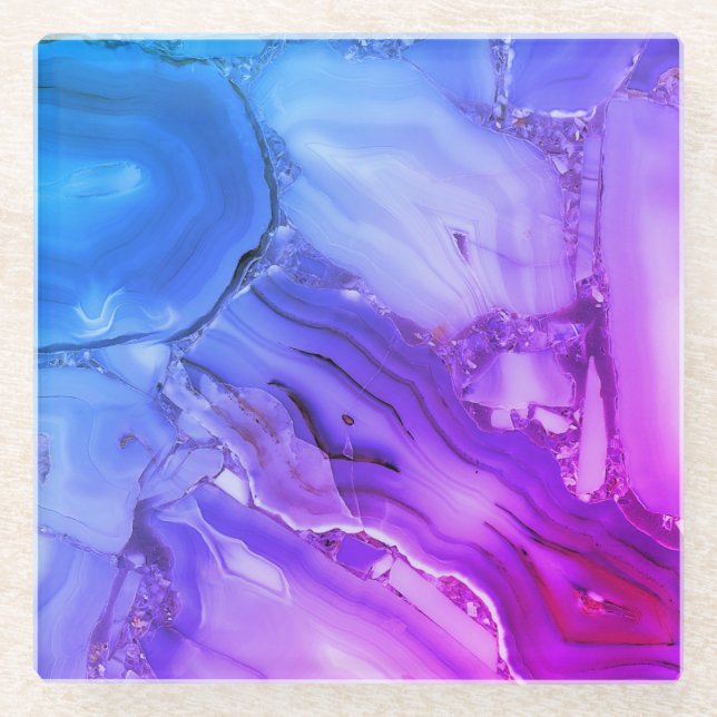 Exotic Purple Marble  Glass Coaster (Front)