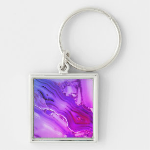 Exotic Purple Marble Key Ring