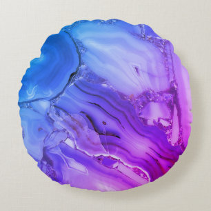 Exotic Purple Marble Round Cushion
