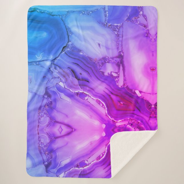 Exotic Purple Marble  Sherpa Blanket (Front)