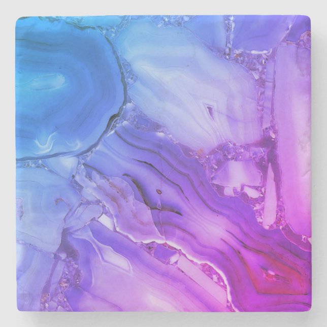 Exotic Purple Marble  Stone Coaster (Front)