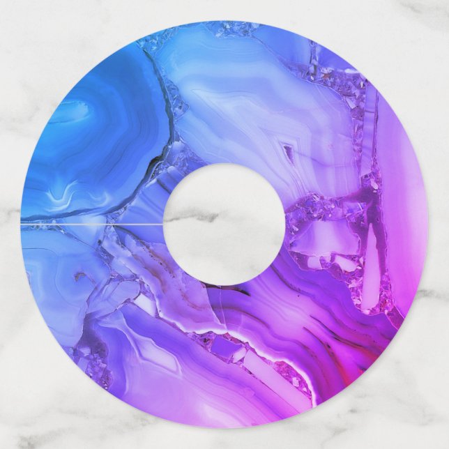 Exotic Purple Marble  Wine Glass Tag (Front)