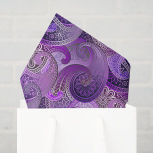 Exotic Purple Paisley Pattern Tissue Paper