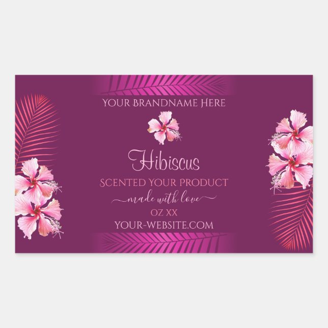 Exotic Purple Product Labels Pink Hawaii Flowers (Front)