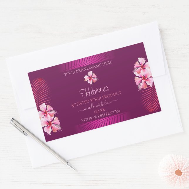 Exotic Purple Product Labels Pink Hawaii Flowers (Envelope)
