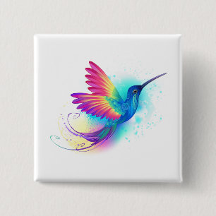 Exotic Rainbow Hummingbird 15 Cm Square Badge