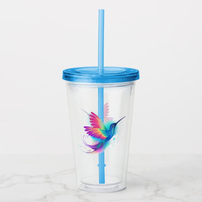 Exotic Rainbow Hummingbird Acrylic Tumbler (Front)