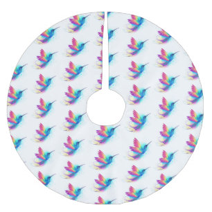 Exotic Rainbow Hummingbird Brushed Polyester Tree Skirt