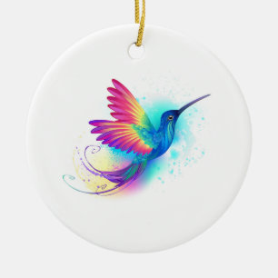 Exotic Rainbow Hummingbird Ceramic Tree Decoration