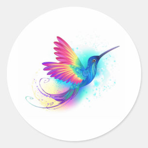 Exotic Rainbow Hummingbird Classic Round Sticker