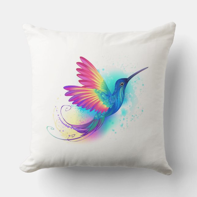 Exotic Rainbow Hummingbird Cushion (Front)