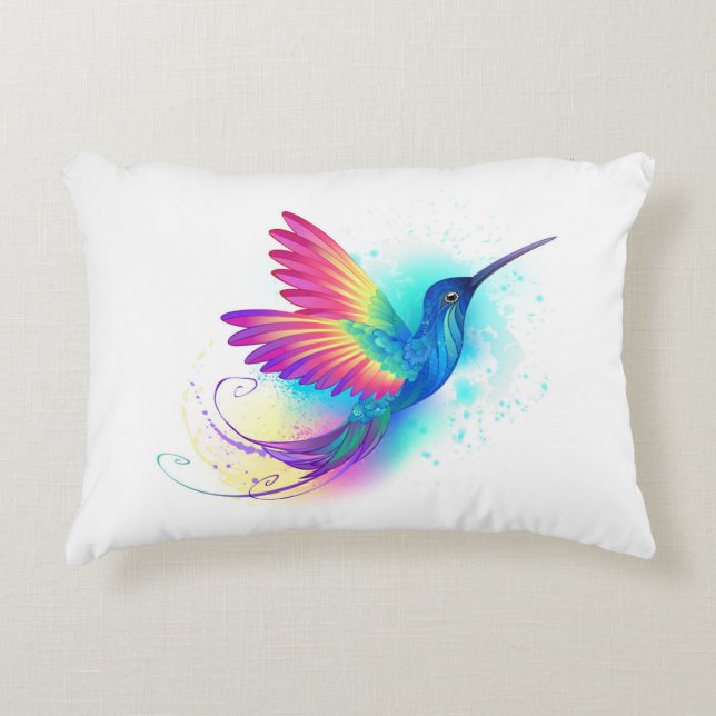 Exotic Rainbow Hummingbird Decorative Cushion (Front)
