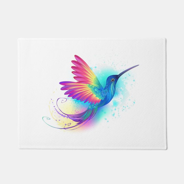 Exotic Rainbow Hummingbird Doormat (Front)