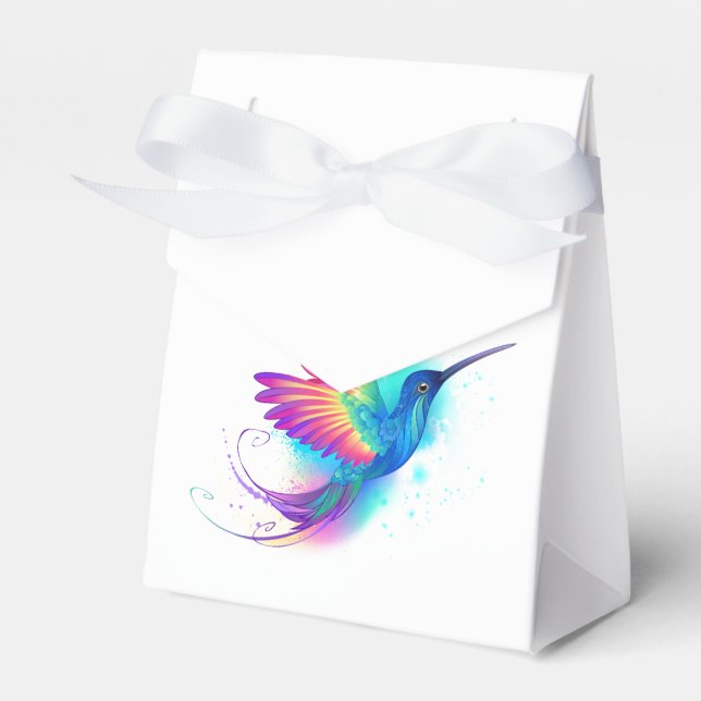 Exotic Rainbow Hummingbird Favour Box (Front Side)
