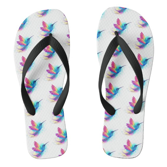 Exotic Rainbow Hummingbird Flip Flops (Footbed)