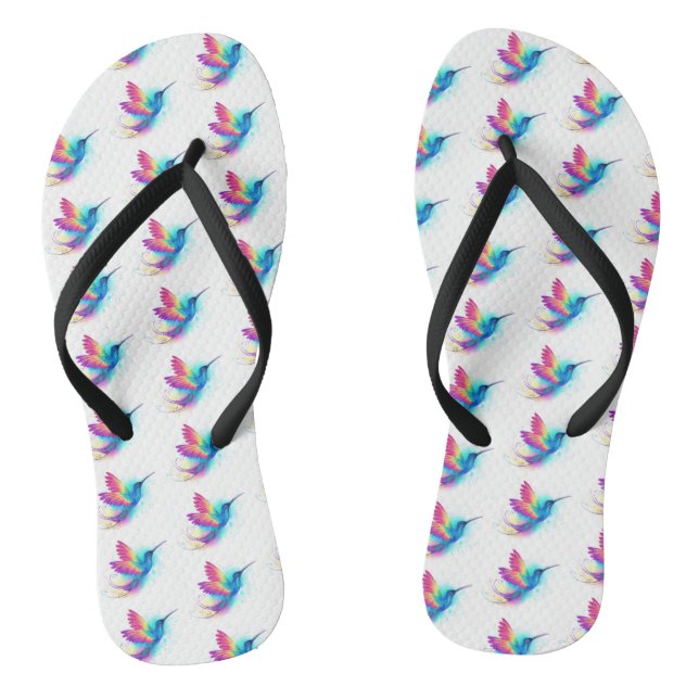 Exotic Rainbow Hummingbird Flip Flops (Footbed)