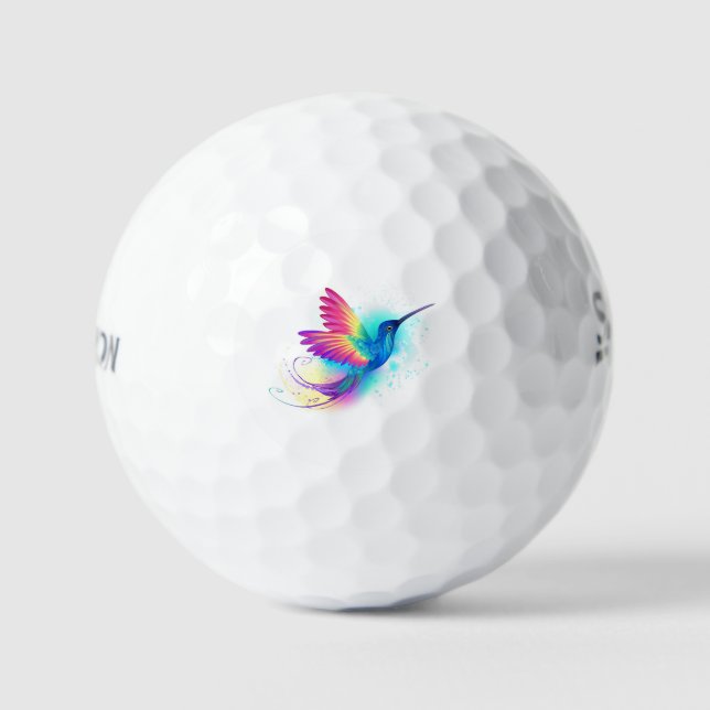Exotic Rainbow Hummingbird Golf Balls (Front)