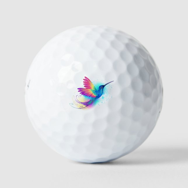 Exotic Rainbow Hummingbird Golf Balls (Front)