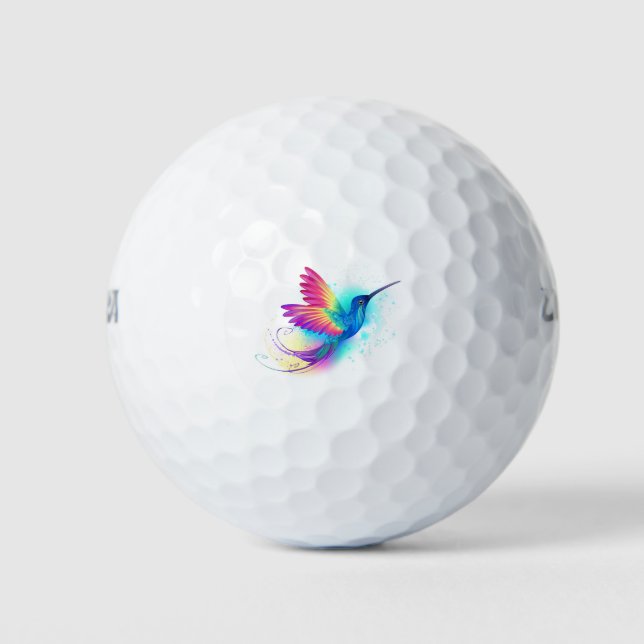 Exotic Rainbow Hummingbird Golf Balls (Front)