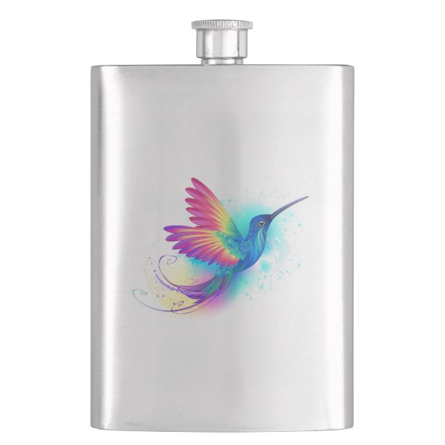 Exotic Rainbow Hummingbird Hip Flask (Front)