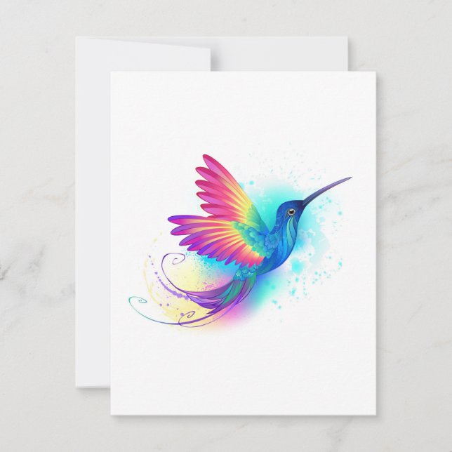 Exotic Rainbow Hummingbird Holiday Card (Front)