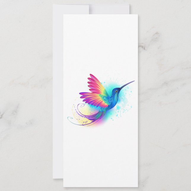 Exotic Rainbow Hummingbird Holiday Card (Front)