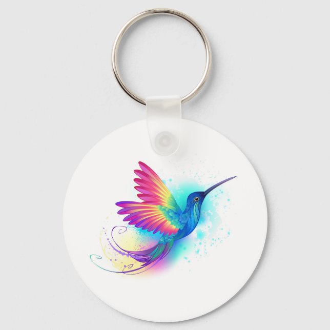 Exotic Rainbow Hummingbird Key Ring (Front)