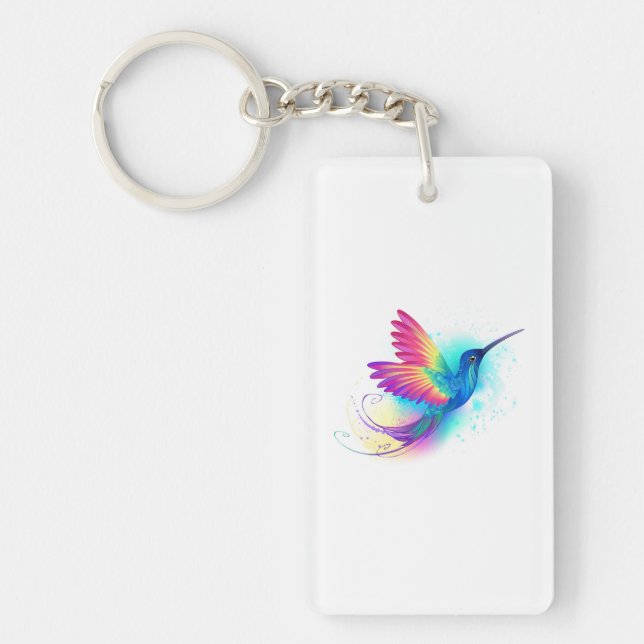 Exotic Rainbow Hummingbird Key Ring (Front)
