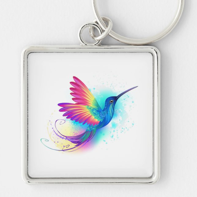 Exotic Rainbow Hummingbird Key Ring (Front)