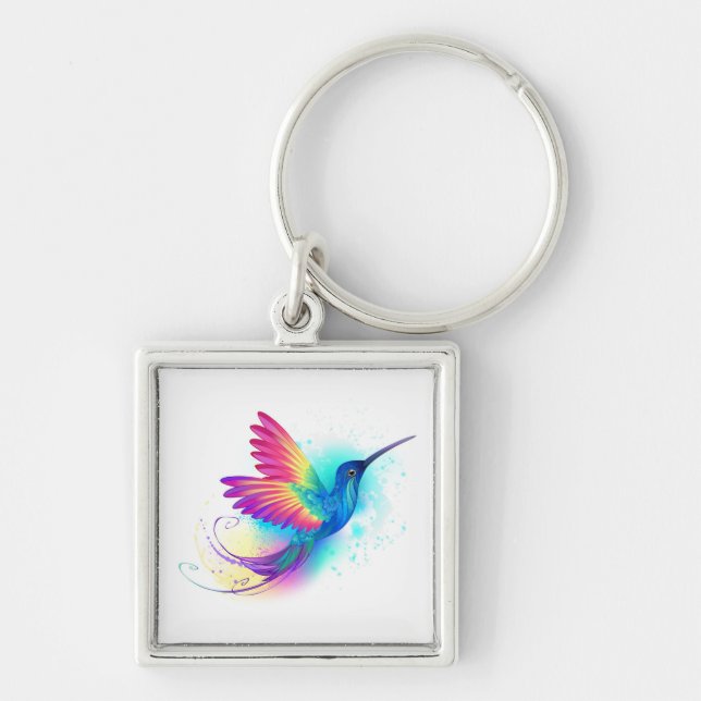 Exotic Rainbow Hummingbird Key Ring (Front)